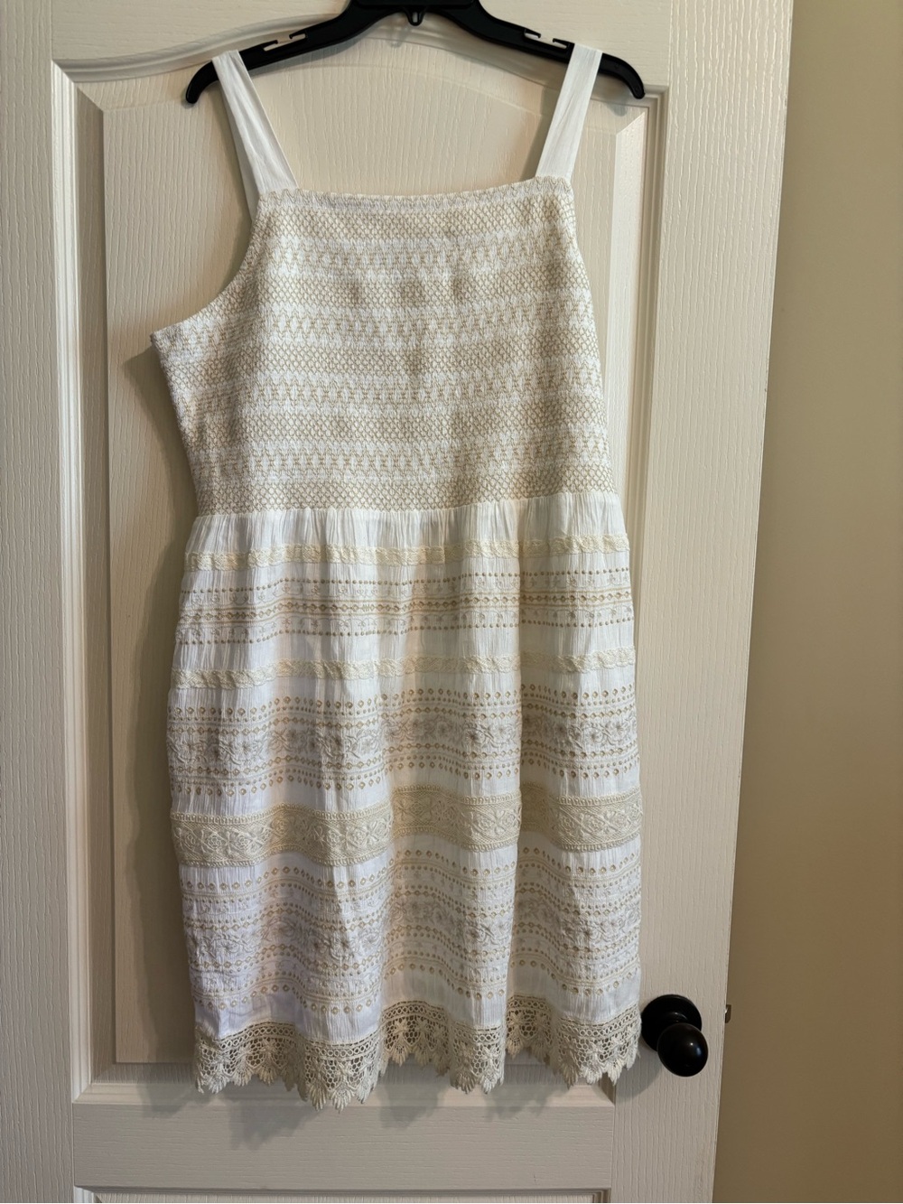 JJILL Sleeveless White & Cream Crochet Lace Sundress